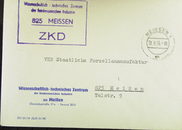 Orts-Brief Mit ZKD-Kastenstempel "Wissenschaftlich-technisches Zentrum Der Feinkeramischen Industri 825 MEISSEN" 31.8.66 - Zentraler Kurierdienst