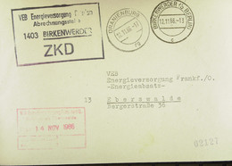 Fern-Brf Mit ZKD-Kastenstpl."VEB Energieversorgung Potsdam Abrechnungsstelle 1403 BIRKENWERDER" 12.11.66 Nach Eberswalde - Centrale Postdienst