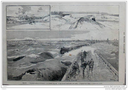 Calais - Rupture De La Digue - Page Original 1882 - Historical Documents