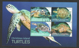 AUSTRALIA CHRISTMAS ISLAND 2021 TURTLES TURTLE TORTOISE SOUVENIR SHEET OF 4 STAMPS IN FINE USED (**) - Usados