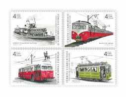 AC - TURKEY STAMP NOSTALJIK MEANS OF TRANSPORTATION TROLLEY BUS, COACH, TRAM, COMMUTER - SUBURBAN RAIL, FERRY MNH 2022 - Nuovi