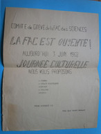 Tract 1868 Comité De Grève De La Fac Des Sciences JUSSIEU - Historische Documenten