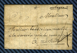 Lettre D'AUBAGNE Pour MARSEILLE (Etats De Provence) - 1781. La Verrerie Près Les Pères Picpus - 1701-1800: Précurseurs XVIII
