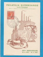 EXPOSITION NATIONALE  JEUNESSE PHILATELIQUE,DIFFERDANGE. 26-27 OCT. 1947. - Commemoration Cards