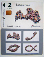 Lettonie Lettland  , Lettonia 2 Lati Chip Phone Card MAP Of LATVIA Carte Karte 1999  Year - Lettonia