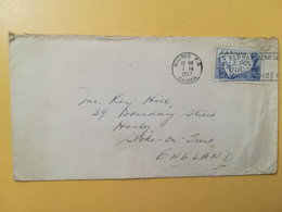 1957 BUSTA COVER CANADA  BOLLO DAVID THOMPSON OBLITERE' QUEBEC SLOGAN TO ENGLAND - Lettres & Documents