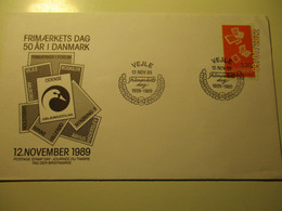 DENMARK VEJLE 1989 STAMP DAY , SWAN ,  SPECIAL CANCEL ON COVER  , 3-22 - Cisnes