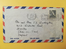 1958 BUSTA COVER AIR MAIL PAR AVION CANADA  BOLLO BIRD UCCELLO OBLITERE' TORONTO SLOGAN TO ENGLAND - Covers & Documents