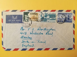 1958 BUSTA COVER AIR MAIL PAR AVION CANADA  BOLLO BRITISH COLUMBIA SAMUEL  VERENDRYE OBLITERE' MURDOCHVILLE TO ENGLAND - Covers & Documents