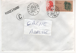 Cachet Ferroviaire Ambulant Du 29/09/1985 Et Griffe Linéaire " Rodez à Paris , C " Sur Enveloppe - Storia Postale
