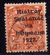 EIRE IRLANDA IRELAND 1922 RIALTAR SEALADAC OVERPRINTED 2p USED USATO OBLITERE' - Usati