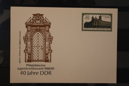 DDR 1989, Ganzsache Karte Jugendwettbewerb 1988/89, Wertstempel 10 Pf., Postmuseum; MNH - Postales Privados - Nuevos