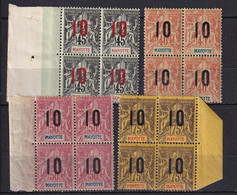 MAYOTTE - 4 Valeurs De  1912 En Bloc De 4 Neuves TTB - Unused Stamps