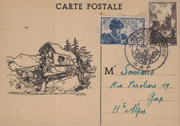 HAUTES ALPES - GAP - JOURNEE DU TIMBRE - 10-10-1945  -  CARTE LOCALE AVEC ORADOUR EN 1er JOUR - COTE 35€ - ....-1949