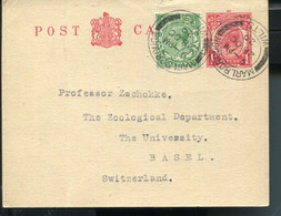 GB ENGLAND 1929 UPRATED POSTAL STATIONARY CARD TO BASEL - Briefe U. Dokumente