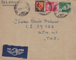 GUERRE D'INDOCHINE - LETTRE AVION DE REIMS - MARNE - POUR LE SP. 57.524 B.P.M.403 T.O.E DE HANOI - LE 4-3-1947 - GANDON - Oorlog In Indochina En Vietnam