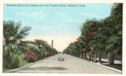 Broadway Boulevard, Looking West From Tremont Street, Galveston, Texas. - Galveston