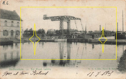 SAINT GHISLAIN - Le Pont Leblu - Carte Animée Avec Le Pont Baisé Et Péniche Attendant Au Passage Et Circulé En 1905 - Saint-Ghislain