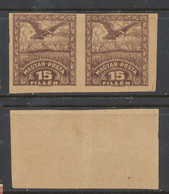 Hungary 1919 Romania Occupation 2nd Debrecen Issue 15 Filler Eagle Type Proof Ungummed, Imperforate Pair VG - Proeven & Herdrukken