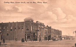 Looking West, Corner 1st St., And 3d Ave., Havre, Montana - VERY RARE! - Havre