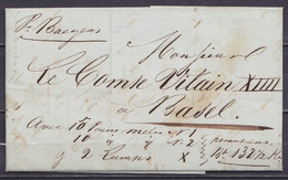 L. Datée 21 Octobre 1846 De ANVERS Pour Comte Vilain XIII à BASEL Par Barque - Lettre Accompagnant Des Colis (pains, …) - 1830-1849 (Independent Belgium)