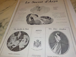 Delcampe - ANCIENNE PUBLICITE LE SECRET PARFUM ARYS 1922 - Autres & Non Classés