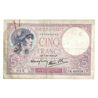 France, 5 Francs, Violet, 1940, 1940-12-05, TB, Fayette:04.16, KM:83 - 5 F 1917-1940 ''Violet''