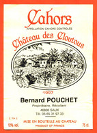étiquette De Vin Cahors Chateau Des Moutons 1997 Bernard Pouchet à 46800 Saux - 75 Cl - Cahors