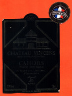 étiquette De Vin Cahors Chateau Vincent 1987 M Vincens à Foussal  - 75 Cl - Cahors