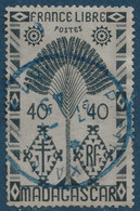 FRANCE Colonies Madagascar N°269 40c Ardoise Oblitéré Dateur 1945 En Bleu "Poste Aux Armées" RR - Used Stamps