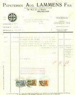 Facture Ancienne Papeteries Aug. Lammens Fils à Bruxelles : 1949 - Imprenta & Papelería