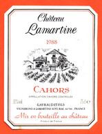 étiquette De Vin Cahors 1979 Chateau Lamartine 1988 Gayraud Et Fils à 46700 Soturac - 75 Cl - Cahors