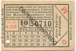 Deutschland - Berlin - BVG Fahrschein 1941 - 10Pfg. - Europe