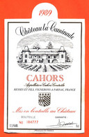 étiquette De Vin Cahors Chateau La Caminade 1989 Resses Et Fils à Parnac - 75 Cl - Cahors