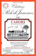 étiquette De Vin Cahors Chateau Pech De Jammes 1985 Stephen Schechter à Flaujac Poujols - 75 Cl - Cahors