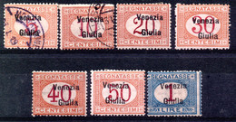 604.ITALY,AUSTRIA,VENEZIA GIULIA,1918 POSTAGE DUE,#1-7(1-2 USED.3-7 MH)HIGH VALUES SIGNED,4 SCANS - Vénétie Julienne