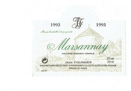 Etiquette De Vin - MARSANNAY - 21 - Jean Fournier 1993 - Illustration Tour Château - Castelli