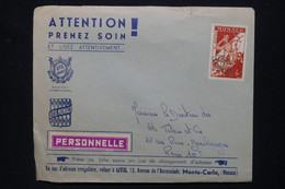 MONACO - Enveloppe Commerciale  Pour Paris Avec Affranchissement  Preoblitéré - L 113622 - Storia Postale