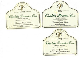 LOT 3 - Etiquette De Vin - CHABLIS - 1er Cru - 1992-1993-1994 - FOURCHAUME - 89 MALIGNY Y. Vocoret - Autres & Non Classés