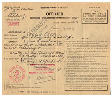 VP18.998 - Marine Nationale - CHERBOURG 1960 - Titre De Permission Pour Aller à NEUILLY SUR SEINE - Officier.... PERRIN - Documents