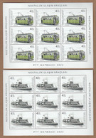 AC - TURKEY STAMP - NOSTALJIK MEANS OF TRANSPORTATION TROLLEY BUS, TRAM, SUBURBAN RAIL, FERRY MNH FULL SHEETS 2022 - Nuevos