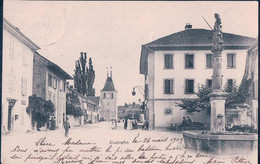 Cudrefin VD, Bureau De Poste, Restaurant Et Fontaine (26.3.1903) - Cudrefin