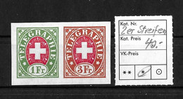 1952 TELEGRAPHENMARKEN → Gedenkblatt "Hundert Jahre Elektr. Nachrichtenwesen"    ►breitrandiger 2er Streifen (*)◄ - Telegraafzegels