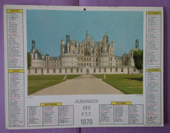 1 Almanach Calendrier Des PTT 1970  Chateau CHAMBORDrecto  Et Florales D Orleans Verso   - 21 Cm Par 27 Cm - - Grossformat : 1961-70