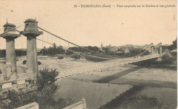 REMOULINS PONT SUSPENDU SUR LE GARDON ET VUE GENERALE 1915 - Remoulins