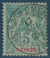France Colonies Martinique N°34 5c Vert Oblitéré Dateur 1899 "Ste PHILOMENE / MARTINIQUE" Bureau RRR - Usati