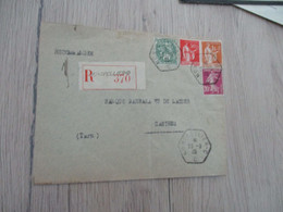 Lettre France En Recommandé 4 TP Montpellier Pour Castres Cachet Hexagonal Montpellier C - 1921-1960: Période Moderne