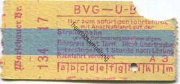 Deutschland - Berlin - BVG - U-Bahn - Fahrschein Mit Anschlussfahrt Auf Der Strassenbahn - Warschauer Brücke - Europe