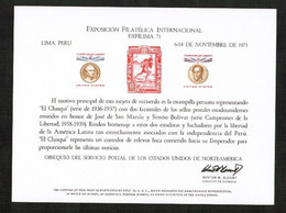 U.S.A.   EXFILIMA '71 B.E.P. CARD UNUSED (FF-86) - Recordatorios