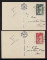 France N°354/355 Sur Cartes Du Louvre - TB - Lettres & Documents